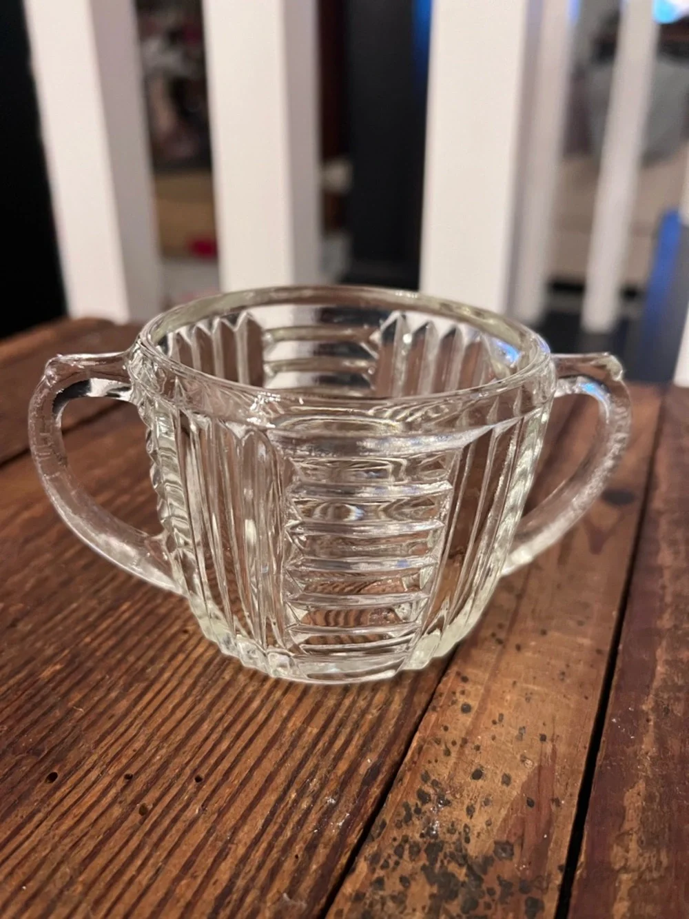 Vintage Art Deco Clear Glass Creamer and Sugar Set - Picture 2 of 5